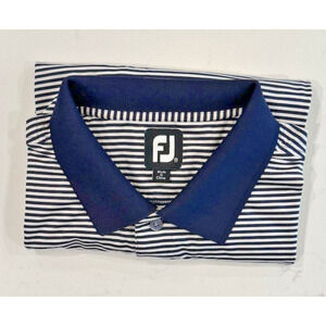 FOOTJOY FJ Men's 2XL Blue White Striped Polo Golf Shirt Stretch Casual EUC!
